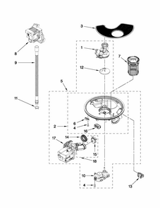 Pump And Motor Parts Diagram and Parts List for 66513282K114  Kenmore Dishwasher