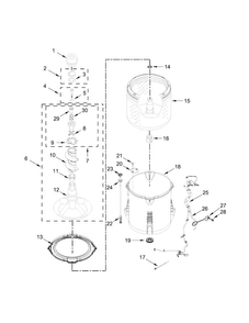 Basket And Tub Parts Diagram and Parts List for 11022532510  Kenmore Washer