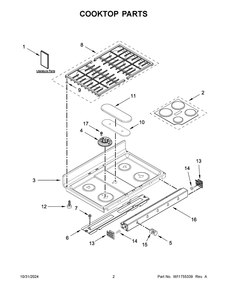 02 - Cooktop Parts Diagram and Parts List for KFGD500ESS12  Whirlpool Range