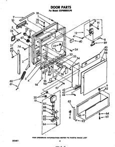 Door Diagram and Parts List for GDP6880XLP0  Whirlpool Dishwasher