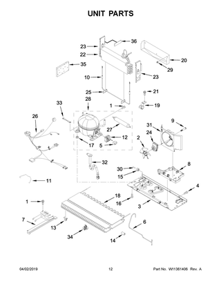 Unit Parts Diagram and Parts List for KRFF302EWH02  Whirlpool Refrigerator