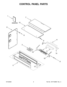 Part Location Diagram of W11733545 Whirlpool SKIN, CONTROL PANEL (STAINLESS