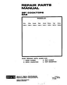 Cover Page-text Only Diagram and Parts List for 1195*1A  Roper Cooktop