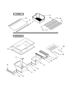 Part Location Diagram of W10730166 Whirlpool TRIM-SHELF