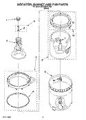 AGITATOR, BASKET AND TUB PARTS Diagram and Parts List for 8TCAM2761KQ0  Whirlpool Washer