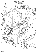 CABINET PARTS Diagram and Parts List for RGD4400SQ0  Roper Dryer