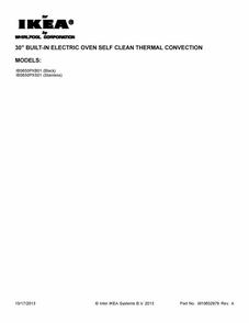 Cover Sheet Diagram and Parts List for IBS650PXB01  Whirlpool Wall Oven