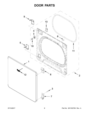 05 - DOOR PARTS Diagram and Parts List for MEDB855DW4  Whirlpool Dryer