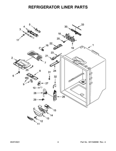 Refrigerator Liner Parts Diagram and Parts List for WRF535SWHV05  Whirlpool Refrigerator