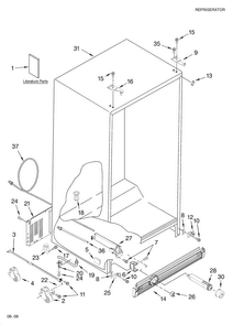 Cabinet Parts Diagram and Parts List for KSCS25INMS00  KitchenAid Refrigerator