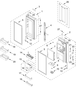 Refrigerator Door Parts Diagram and Parts List for KRQC736RPS00  Whirlpool Refrigerator