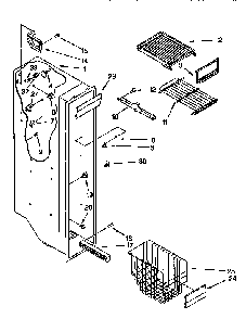 Freezer Liner Diagram and Parts List for KSRP27QBL00  KitchenAid Refrigerator