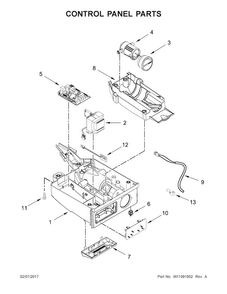 Control Panel Parts Diagram and Parts List for GI15PDXZS1  Whirlpool Ice Maker