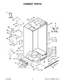 Cabinet Parts Diagram and Parts List for KBSN702MBS00  KitchenAid Refrigerator
