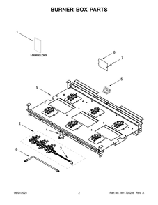 02 - Burner Box Parts Diagram and Parts List for KFGC506JYP07  Whirlpool Range