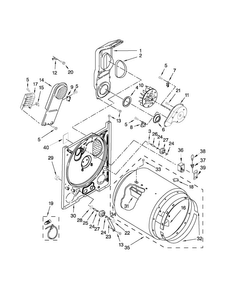 Bulkhead Parts Diagram and Parts List for 3DWED4800YQ1  Whirlpool Dryer