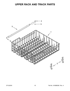 Upper Rack And Track Parts Diagram and Parts List for 66514422N511  Kenmore Dishwasher