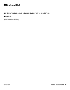 Cover Sheet Diagram and Parts List for KODE307ESS01  KitchenAid Wall Oven