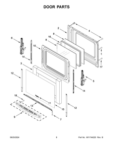 05 - Door Parts Diagram and Parts List for WFES7530RB0  Whirlpool Range