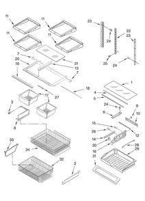 Shelf Parts Diagram and Parts List for GX5SHDXTQ11  Whirlpool Refrigerator