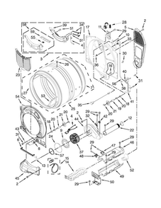 Bulkhead Parts Diagram and Parts List for WED95HEDW0  Whirlpool Dryer