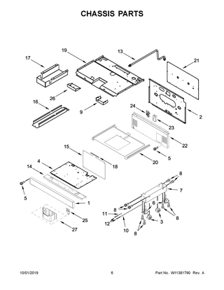 Chassis Parts Diagram and Parts List for KFDC500JSS00  Whirlpool Range