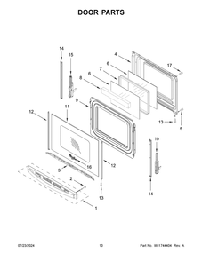 06 - Door Parts Diagram and Parts List for WFGS5030RS0  Whirlpool Range