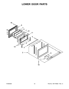 07 - Lower Door Parts Diagram and Parts List for KFGD500EBS11  Whirlpool Range