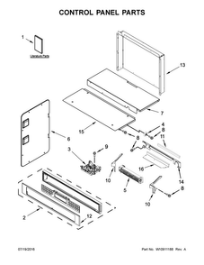 Control Panel Parts Diagram and Parts List for KOCE507EBS02  KitchenAid Microwave