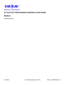Cover Sheet Diagram and Parts List for IES350XW2  Whirlpool Range