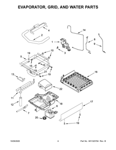 Evaporator, Grid, And Water Parts Diagram and Parts List for KUID508HWH00  Whirlpool Ice Maker