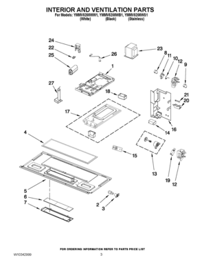 03 - INTERIOR AND VENTILATION PARTS Diagram and Parts List for YMMV5208WW1  Whirlpool Microwave