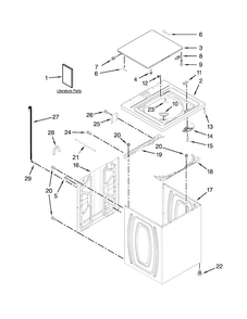 Top And Cabinet Parts Diagram and Parts List for 11022102311  Kenmore Washer