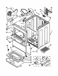 Cabinet Parts Diagram and Parts List for 11068002011  Kenmore Dryer