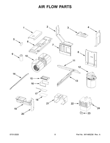 Air Flow Parts Diagram and Parts List for YWML75011HZ9  Whirlpool Microwave Oven Combo