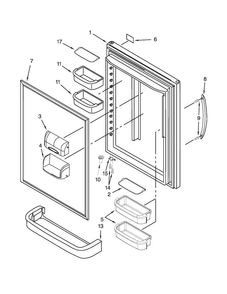 Refrigerator Door Parts Diagram and Parts List for KBRS19KCMS00  KitchenAid Refrigerator