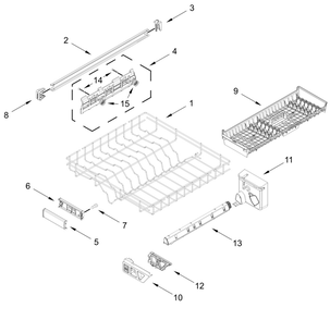Third Level Rack And Track Parts Diagram and Parts List for MDPS7024SW0 MDPS7024SZ0-MDPS7024SB0 Whirlpool Dishwasher