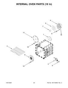 11 - Internal Oven Parts (18 In) Diagram and Parts List for KFGC558JPA07  Whirlpool Range