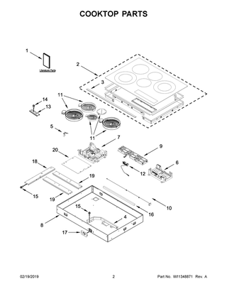 Cooktop Parts Diagram and Parts List for WCE97US0HB01  Whirlpool Cooktop