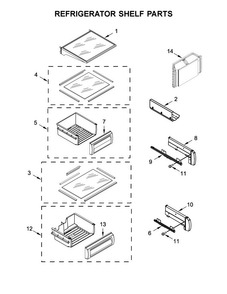 Refrigerator Shelf Parts Diagram and Parts List for KBSD606ESS01  KitchenAid Refrigerator