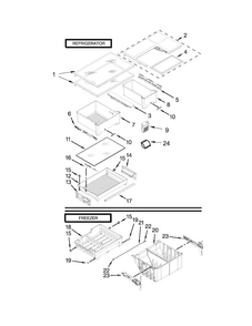 Shelf Parts Diagram and Parts List for WRF560SEYW01  Whirlpool Refrigerator
