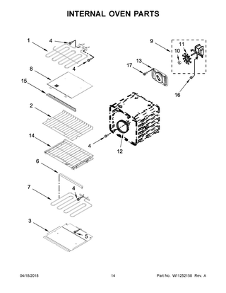 Internal Oven Parts Diagram and Parts List for KOCE507EBL07  Whirlpool Microwave Oven Combo