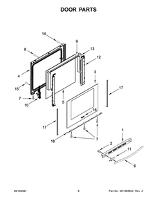 Door Parts Diagram and Parts List for WEG745H0LZ1  Whirlpool Range