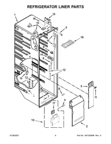 Refrigerator Liner Parts Diagram and Parts List for WRS973CIHV01  Whirlpool Refrigerator