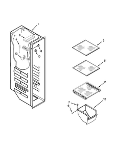 Freezer Liner Parts Diagram and Parts List for WRS537SIAM01  Whirlpool Refrigerator