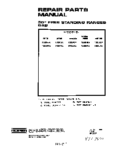 Cover Page-text Only Diagram and Parts List for 1333*1A  Roper Range