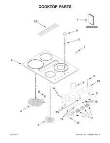 Cooktop Parts Diagram and Parts List for KCED600GBL00  KitchenAid Cooktop