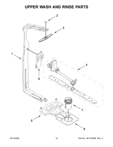 Upper Wash And Rinse Parts Diagram and Parts List for KDTE204KPS3  KitchenAid Dishwasher
