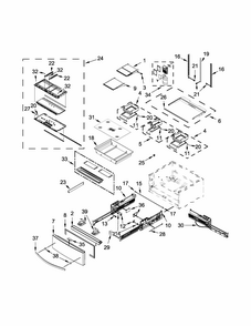 Shelf Parts Diagram and Parts List for 59672383413  Kenmore Refrigerator