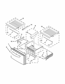 Freezer Door Parts Diagram and Parts List for 59672383411  Kenmore Refrigerator